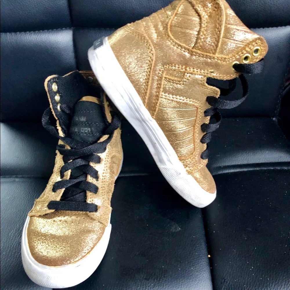 Supra Girls Gold High Top Fashion Sneakers Sz 11